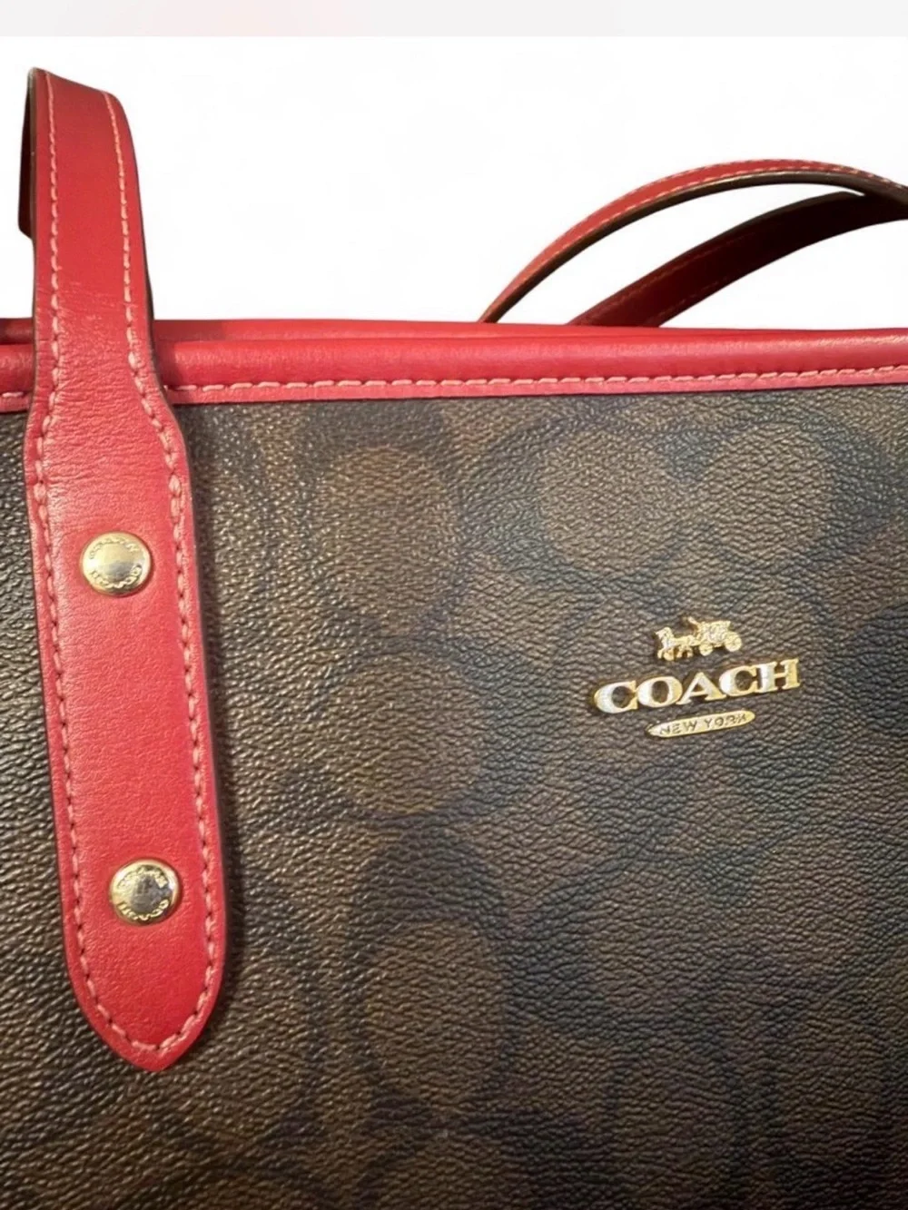 Coach F58292 Signature PVC Leather City Zip Tote Bag With Matching Wallet